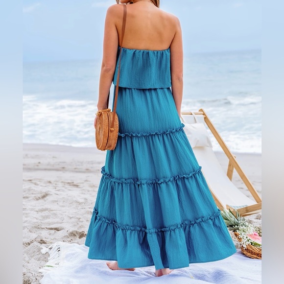 Cupshe Ruffled Tiered Maxi Tube Dress - Picture 2 of 6
